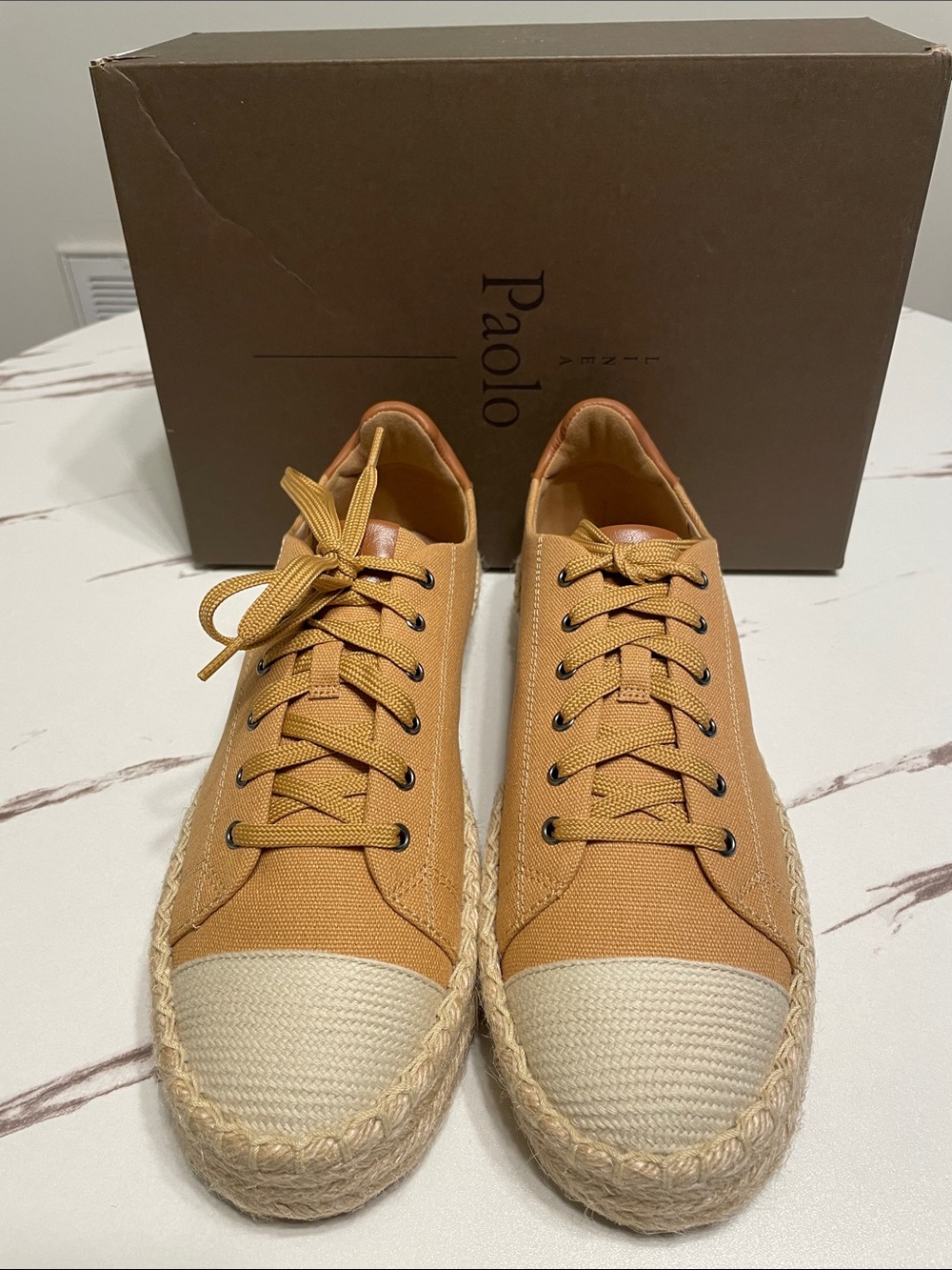 Paolo Silva Unique Cognac Canvas Espadrille-Style Sneakers New in Box Sz 9 1/2 M
